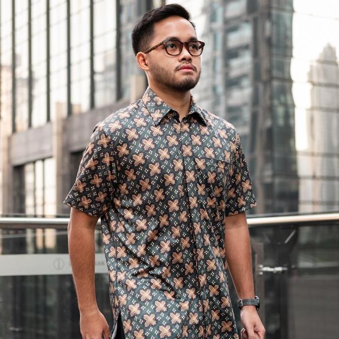 Kemeja Batik Lengan Pendek - Magani Nosweat - Emerald Tesselation