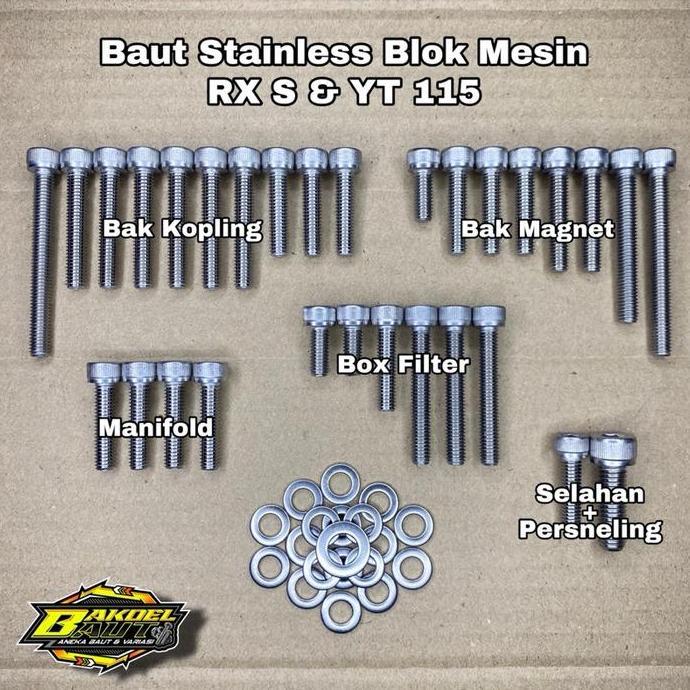 Baut L Stainless Anti Karat Fullset Yamaha RX S & YT 115 - Zionathan Sparepart - Motorcycle