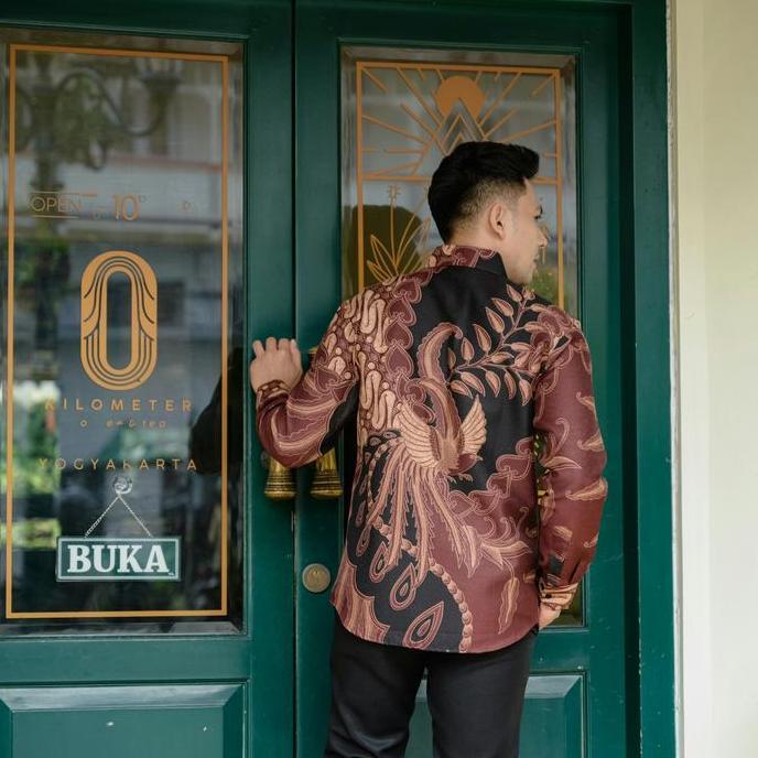 Batik pria premium lengan panjang jakarta batikku hitam mewah