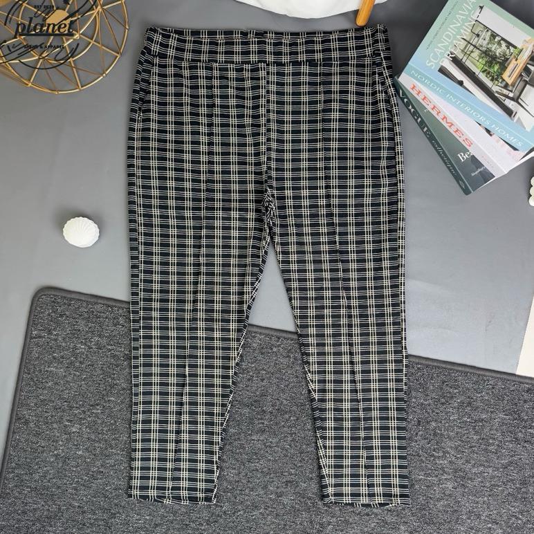 Gratis Ongkir Celana Motif Kotak Kotak Cewek Celana Panjang Jumbo Big Size Wanita Tartan Pants Super