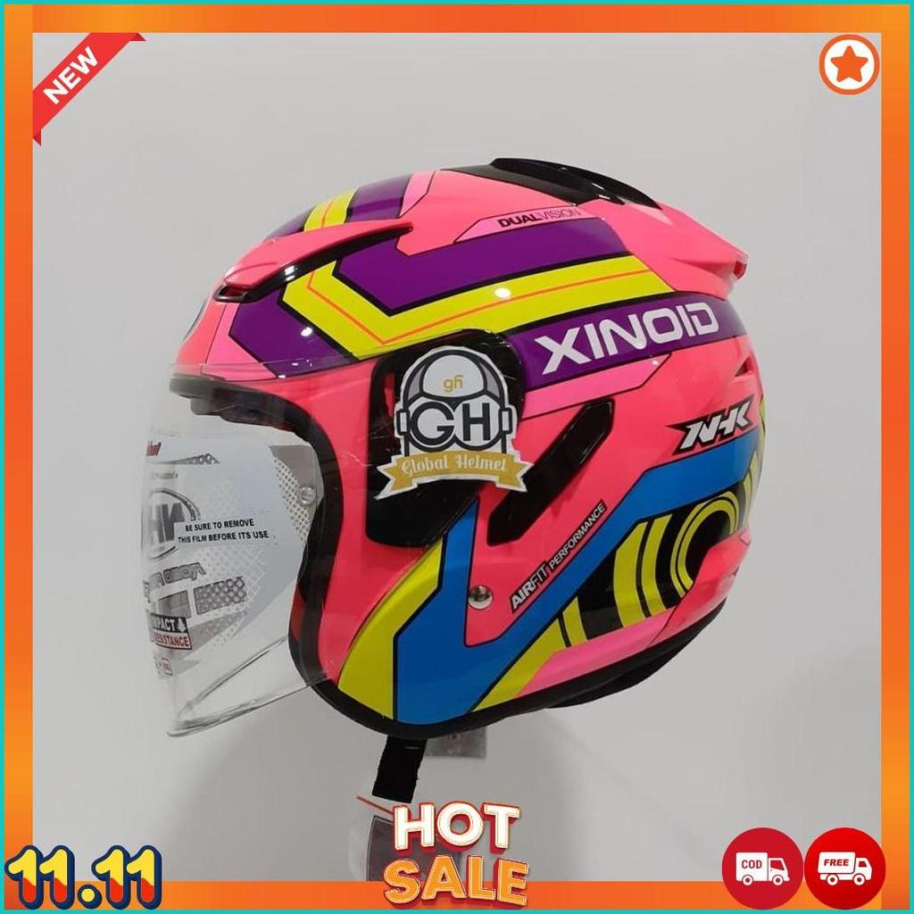Helm Nhk R1 Xinoid Nhk R-1 Xinoid Pink Flourecent Double Visor [H2]