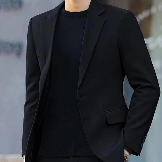 Best Jas Pria Slimfit /Jas Pria Formal /Jas Hitam Pria Bahan Jetblack Hh Quality