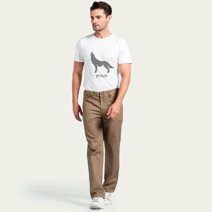 DISKON WORK PANTS CELANA CHINO INVADE CREAM REGULER FIT /CELANA CHINO PANJANG PRIA STANDAR REGULER S