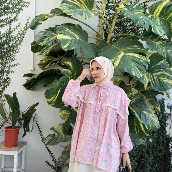 BEST SELLER BLUS KEMEJA KOREAN STYLE DEWASA RAYON PREMIUM BAJU PANJANG CASUAL MOTIF ATASAN WANITA