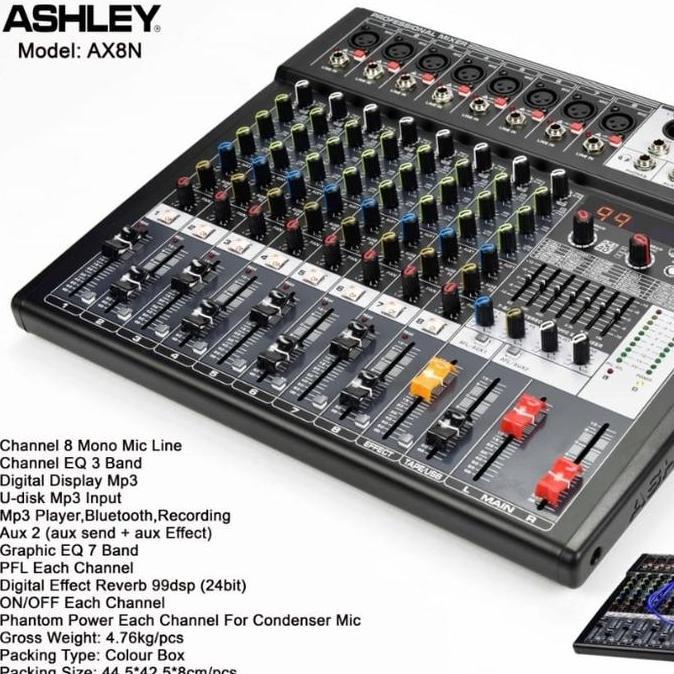 Mixer Ashley AX8N 8 Channel Usb Bluetooth Original HARGA NEGO