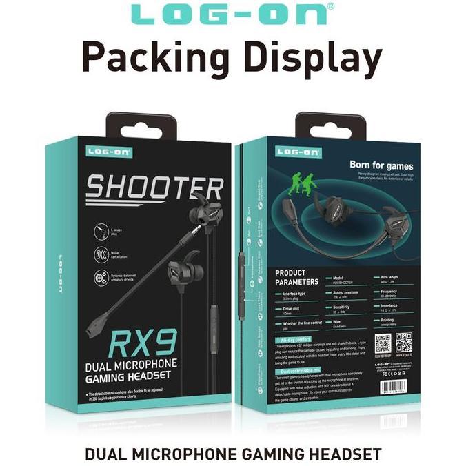 Xcinox- Log On Headset Gaming Dual Microphone Lo-Rx9 Shooter Handsfree/Earphone Komputer Earphones E