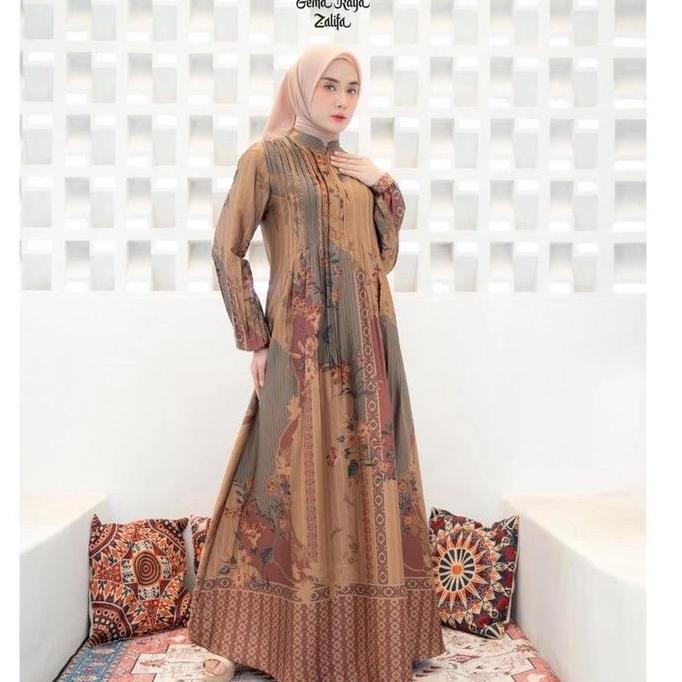 Zalifa Dress Terbaru Gamis Brukat Premium Lebaran Maxi Mewah Muslim Dewasa Remaja Pesta Wanita Konda