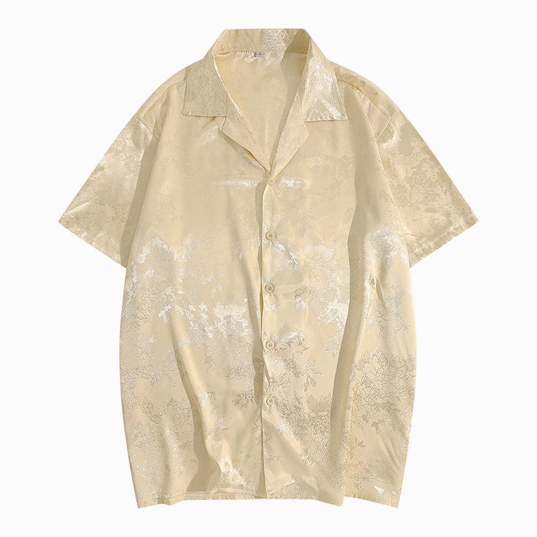 Terlaris Dark Icon Kemeja Hitam Satin Pria Lengan Pendek Vintage Kemeja Cowok Oversize Shirt Men Put