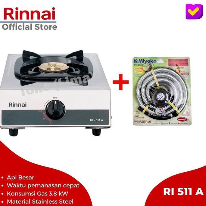 Kualitass- Kompor Gas 1 Tungku Rinnai Ri 511 A Api Lilin Kompor Stainless Rinnai