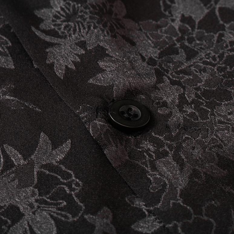 Premium Dark Icon Kemeja Hitam Satin Pria Lengan Pendek Vintage Kemeja Cowok Oversize Shirt Men Puti