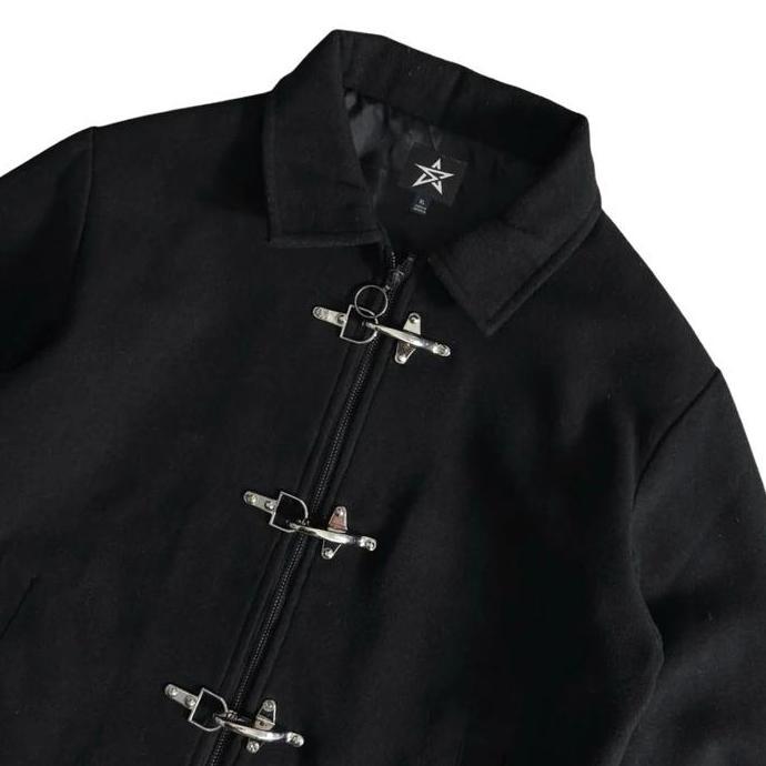 Sai - Corazon Fireman Clasps Style Work Jackets Canvas Boxy Outer Jacket Canvas