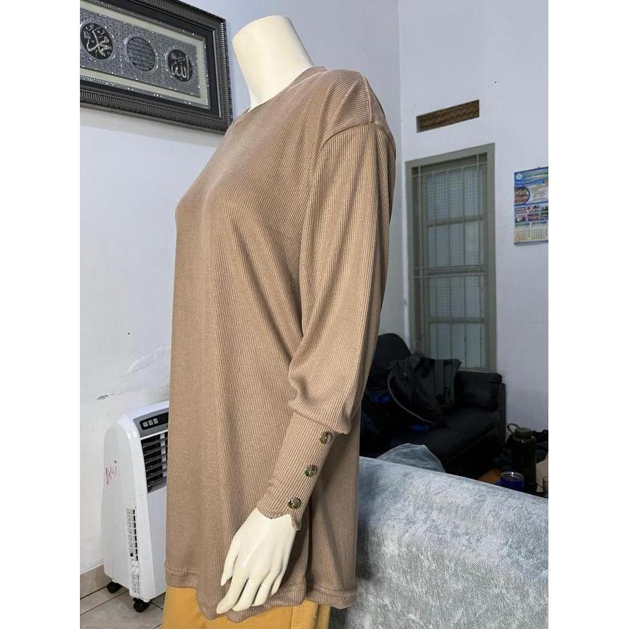 Aleeya Rib Tunik Jumbo Lengan Variasi Kancing