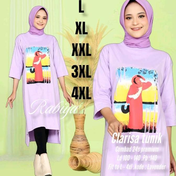 Tunik Kaos Panjang Wanita Oversize Combed Muslim Viral - Ukuran L-4XL - Crinkle, Midi, Dewasa, Katun