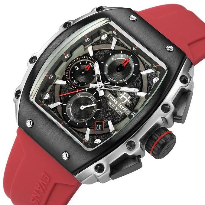 Evans Jayden Jam Tangan Pria 9599 Rubber Silicon Kaca Sapphire Chronograph Water Resistant 5 ATM Sta