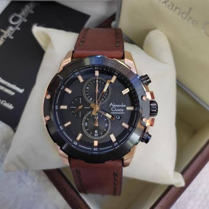 Jam Tangan PRIA ORINAL Alexandre Christie Ac 6583 Mc Leather Solid