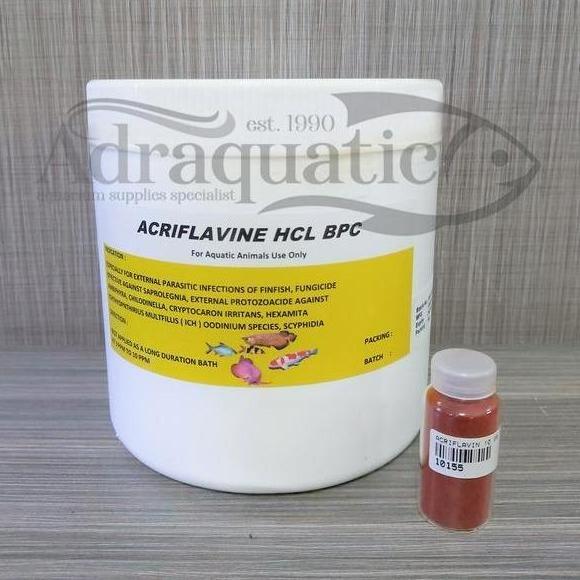 TERLARIS SERBUK BUBUK ACRIFLAVINE HCL BPC OBAT JAMUR INFEKSI WHITE SPOT IKAN HIAS KURA-KURA