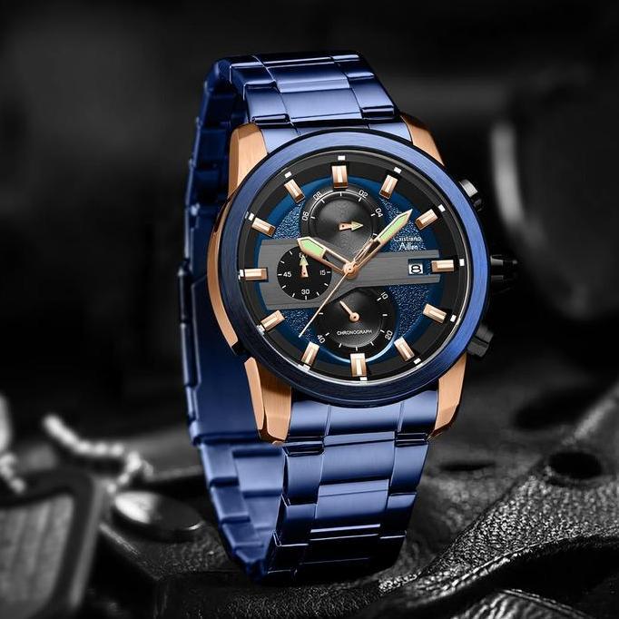 JAM TANGAN PRIA CRISTIANO AILLEN 8889 RANTAI CHRONO GARANSI WATER RESISTANT ORINAL TRENDY LOOKS
