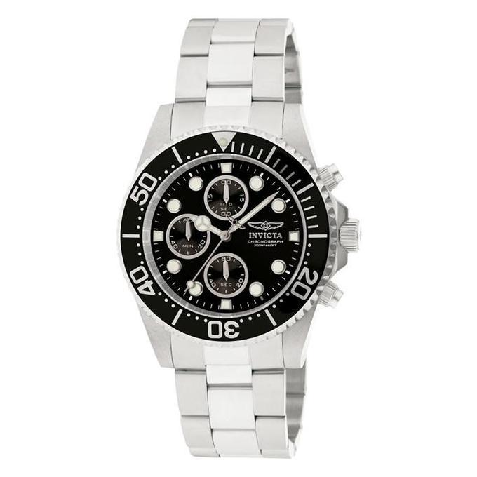Jam Tangan Pria INVICTA Pro Diver 1768 Chronograph Black Dial Stainless Steel Strap