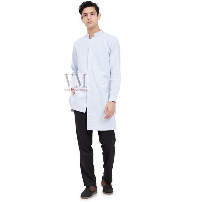 Vm Baju Koko Biru Muda Gamis Pria Jumbo Soft Blue