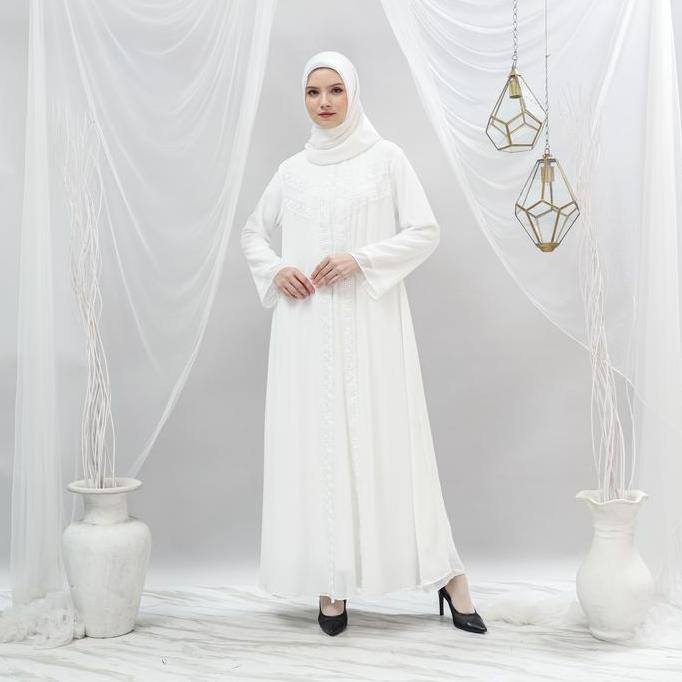 Murah Sakha - Gc 06 Hitam Baju Gamis Putih Wanita Brukat Gamis Putih Ceruti Jumbo Terlaris Baju Leba