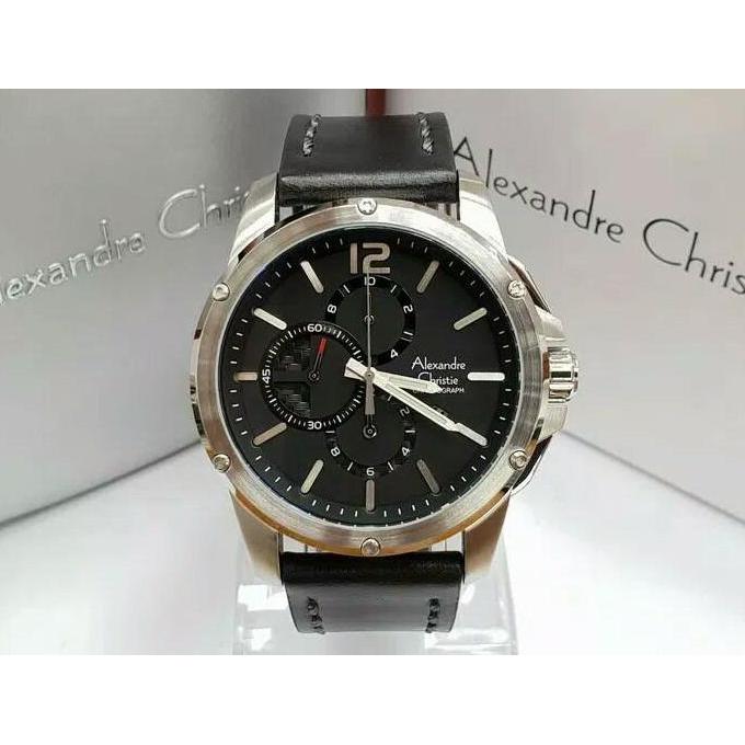 ALEXANDRE CHRISTIE PRIA AC6486 SILVER BLACK LEATHER ORINAL
