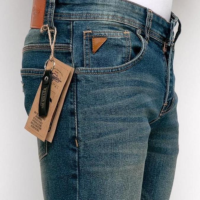 BAGELER Original Celana Jens Panjang Pria Pensil Stret Selvedge Denim