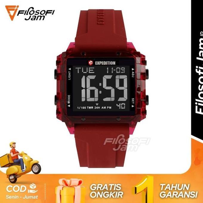Jam Tangan Pria Expedition Orinal 26817 RED TRANSPARAN