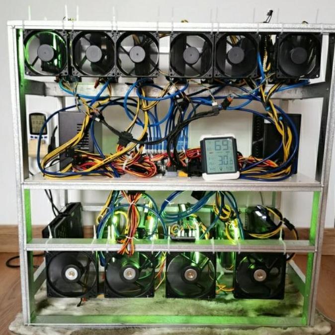 TERLARIS Rak Mining 12 VGA Mobo di tengah+Alas