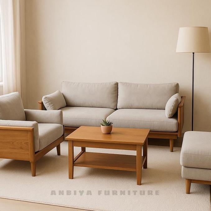 Sofa Kayu - Sofa Minimalis - Sofa Estetik - Sofa mewah - Sofa Ruang Tamu - Sofa set - Sofa Kayu Mini