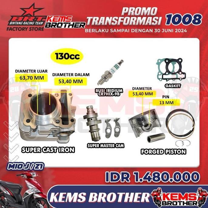 PAKET BLOK CASTING IRON BORE UP 130CC & 150CC ORIGINAL BRT - MIO J, SOUL GT, X-RIDE, FINO ORIGINAL D