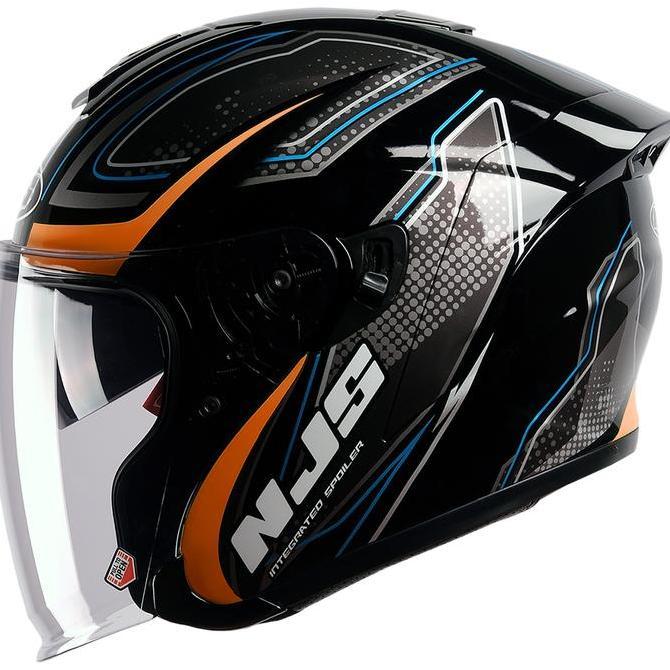 FYP NJS KAIROZ DV FURION HITAM - ORANGE FLUO GLOSS/DOFF - HELM HALF FACE (DOUBLE VISOR) | NJS DV | K