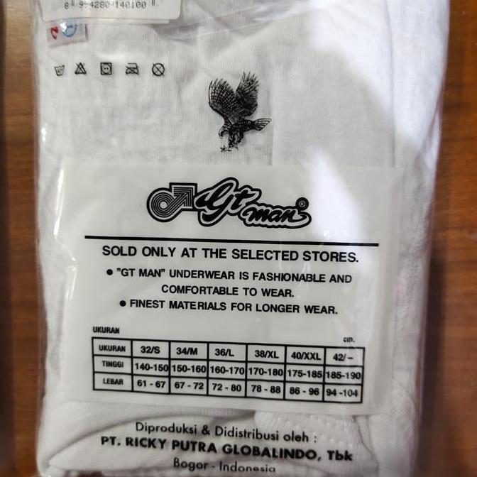 CELANA DALAM GT MAN BABAT PUTIH 705 B Original pt rpg / CD GT MAN KULIT JERUK PUTIH / 1 PCS