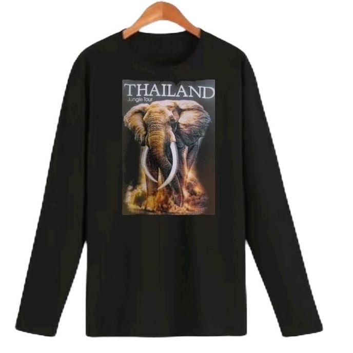 kaos oblong lengan panjang unisex wanita pria dewasa keren terbaru motip   Baju Tangan Sablon Hitam 