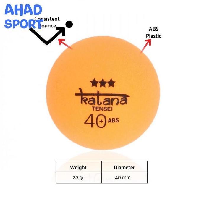 Bola Pingpong Katana 40+ ABS 3 star isi 6 Bola Tenis Meja Pingpong