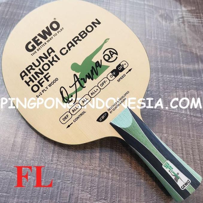 GEWO Aruna Hinoki Carbon OFF - Kayu Pingpong Blade Tenis Meja Bet Bat
