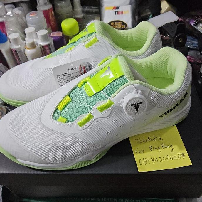 tibhar boa system (tanpa mengikat tali sepatu) putih hijau