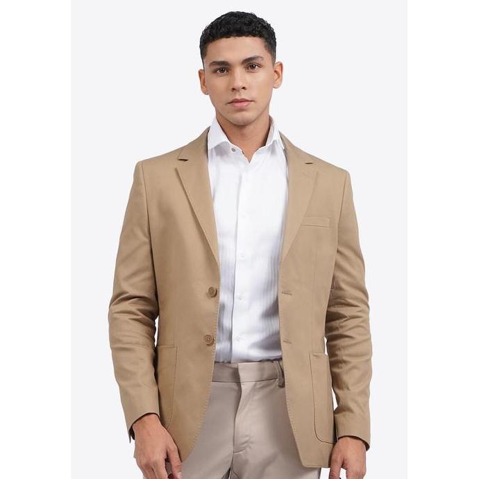 WOOD Textured Long Sleeve Blazer 2-BZILXC125F093 KHAKI