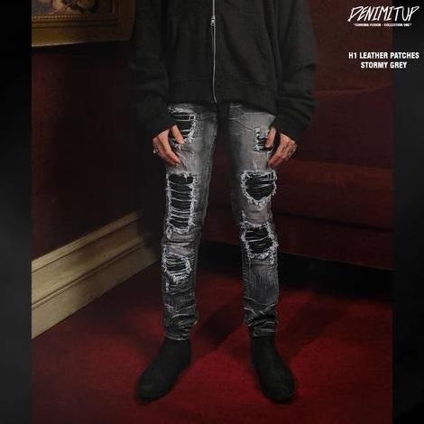 Denimitup H1 Leather Patch Jeans Stormy Grey