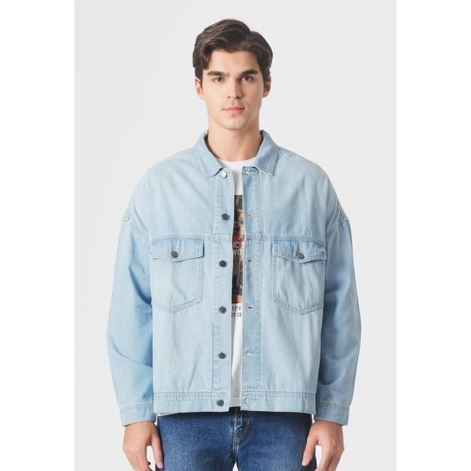 Emba Denim - David Jaket Loose Fit Bahan Denim Casual Pria Kancing