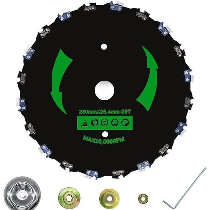 Bilah Melingkar Mesin Pemotong Rumput 20 Gigi Rantai Gergaji 9 Inch Baja Mangan Tahan Aus Kekerasan 