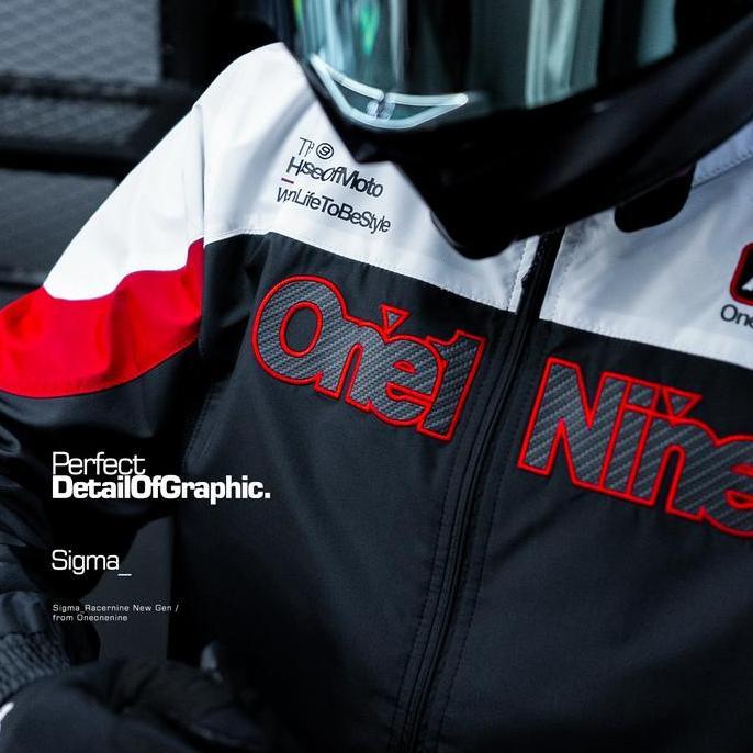 Oneonenine Ksr Jaket Racernine Sma Black Red Series - Jaket Sablon Bordir Motor Sport