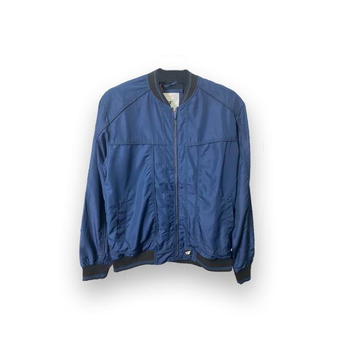d&f jaket pria unisex parasut bomber varsity - Navy