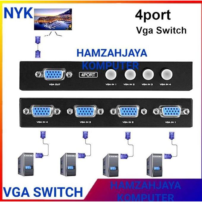 TERBARU switch vga 4 port switcher 4 port VGA SWITCH 4 IN 1 OUT Monitor VGA BISA GOSEND