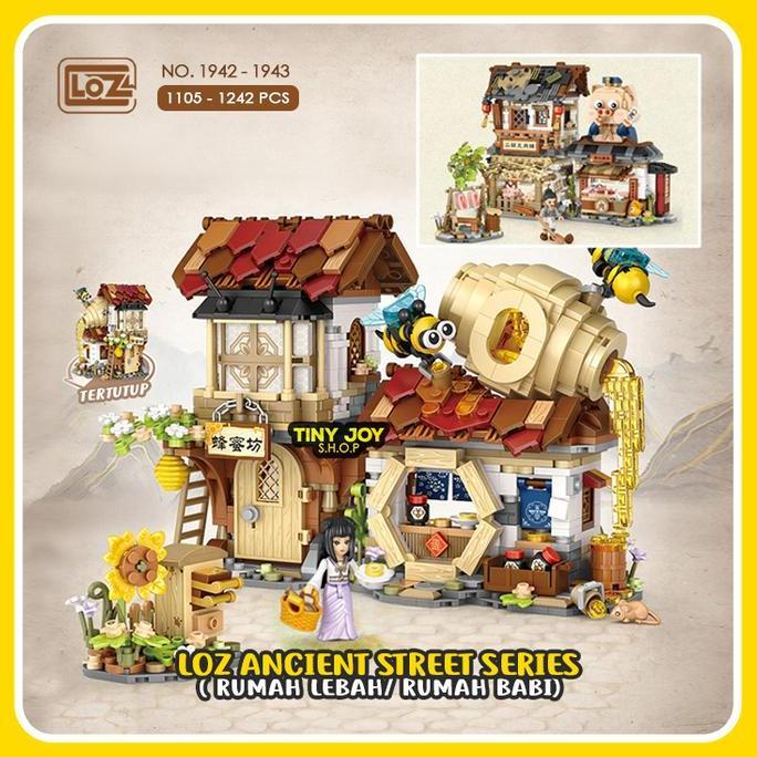 TERLARIS LOZ Mini Building Block (ANCIENT STREET) 1942 1943 DIY Puzzle Brick Rumah Animal House Kado