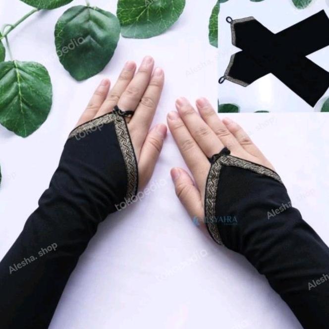 Sarung Tangan Muslimah Motif Kiswah Handsok Cincin