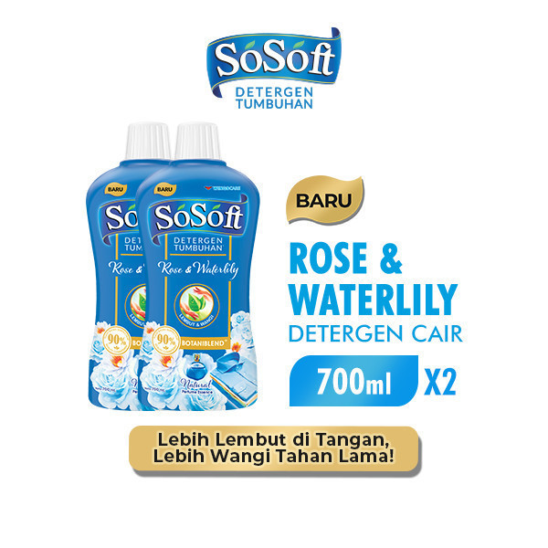 So Soft Deterjen Cair Rose & Waterlily Botol 700 ml x2