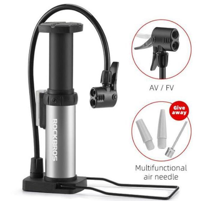 Pompa Injak Angin Ban Sepeda Motor Rockbros Portable Presta Schrader