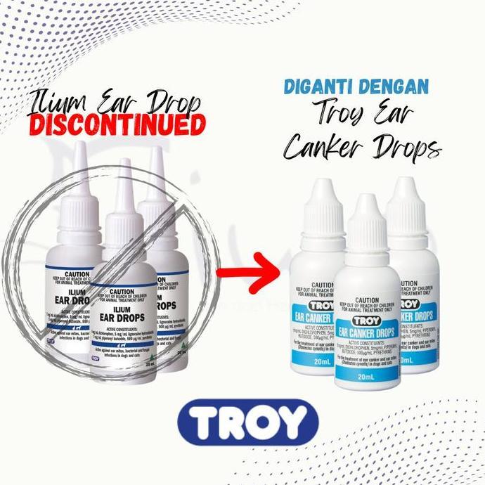 OBAT TETES KUTU KUPING KUCING ANJING TROY EAR CANKER DROPS 20 ML 20ML