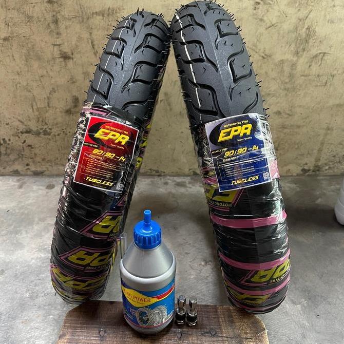 Paket Ban Tubles Matic Ring 14 (2 Ban + Cairan + 2 Dop) Original