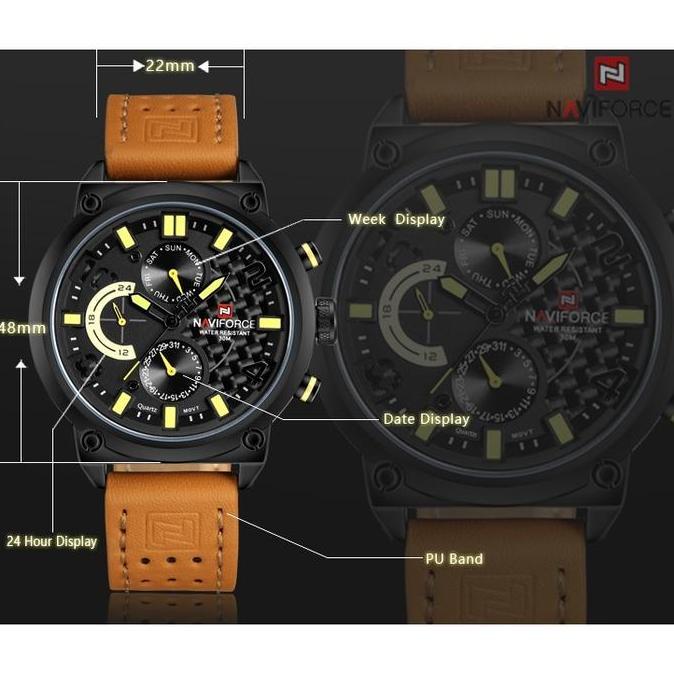 Naviforce Jam Tangan Analog Pria Nf-9068M Genuine Leather Strap